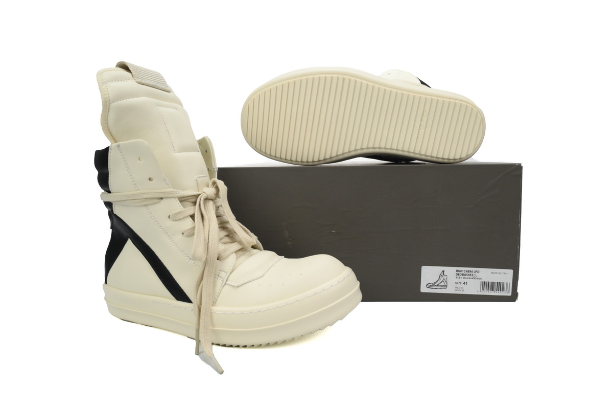 Replica Rick Owens Shoe Rick Owens Luxor Geobasket High ‘Milk Black’