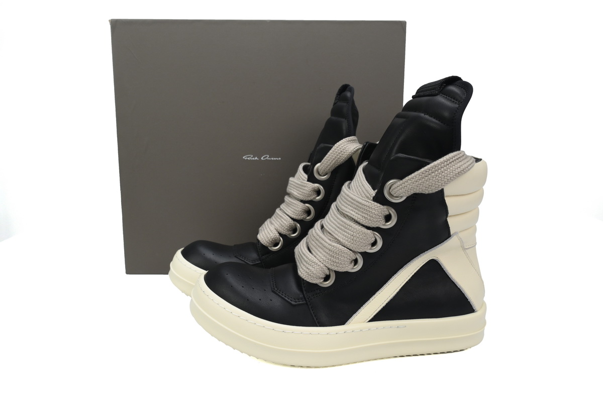 Replica Rick Owens Shoe Rick Owens GeoBasket Oversized Eylet Black White