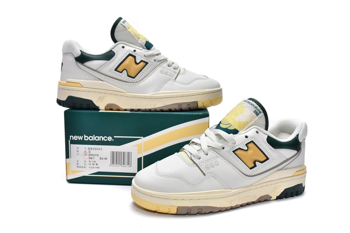 Replica New Balance Shoe BB550A2 Aim Leon Dore x New Balance 550 Green Yellow