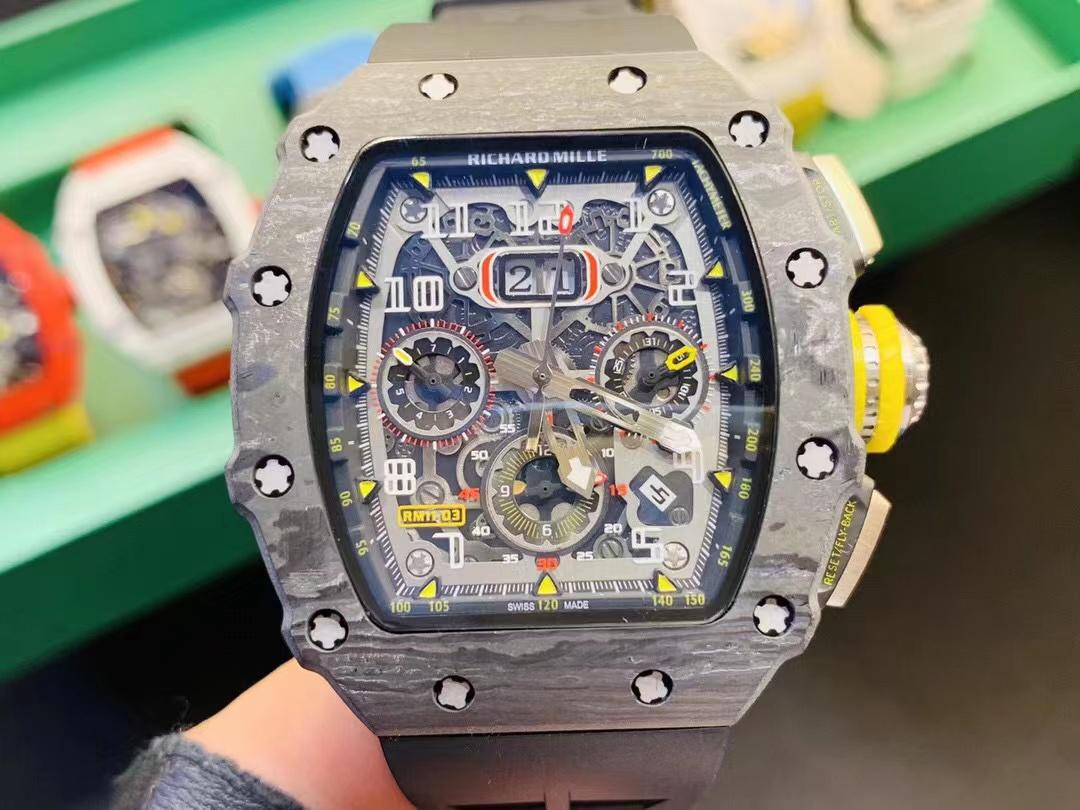 Replica Richard Mille Carbon Fiber Automatic Machine Watch 42MM