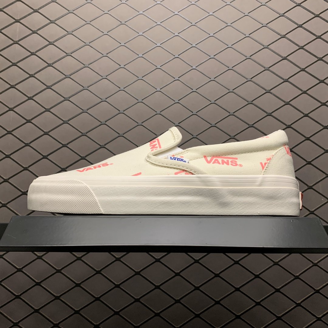 Replica Vans Shoe Vans Slip-On White Pink Logo Size 35-44