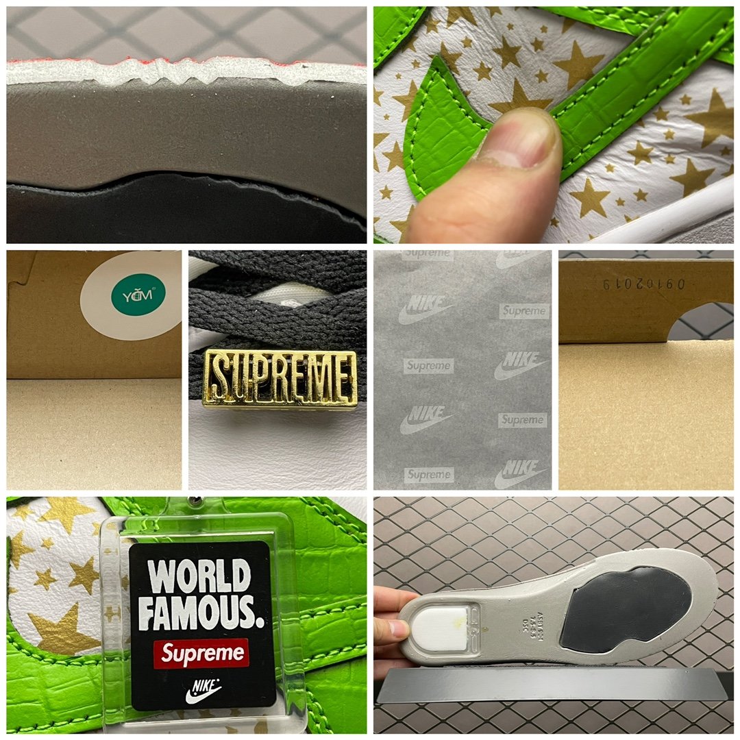 Replica Nike Dunk SB Shoe Supreme x Nike SB Dunk Low Mean Green DH3228-101 36-47
