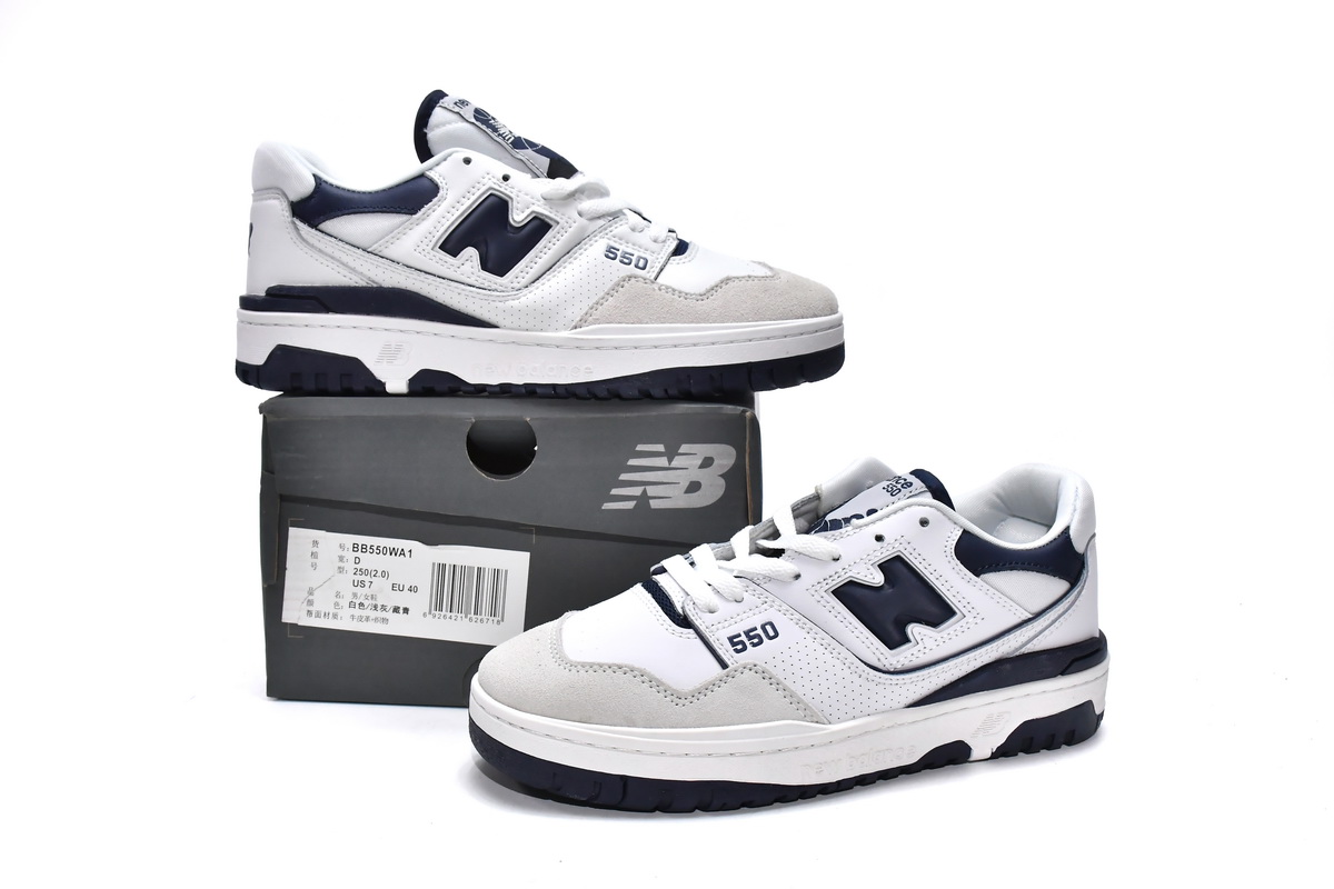 Replica New Balance Shoe BB550WA1 New Balance 550 White Navy