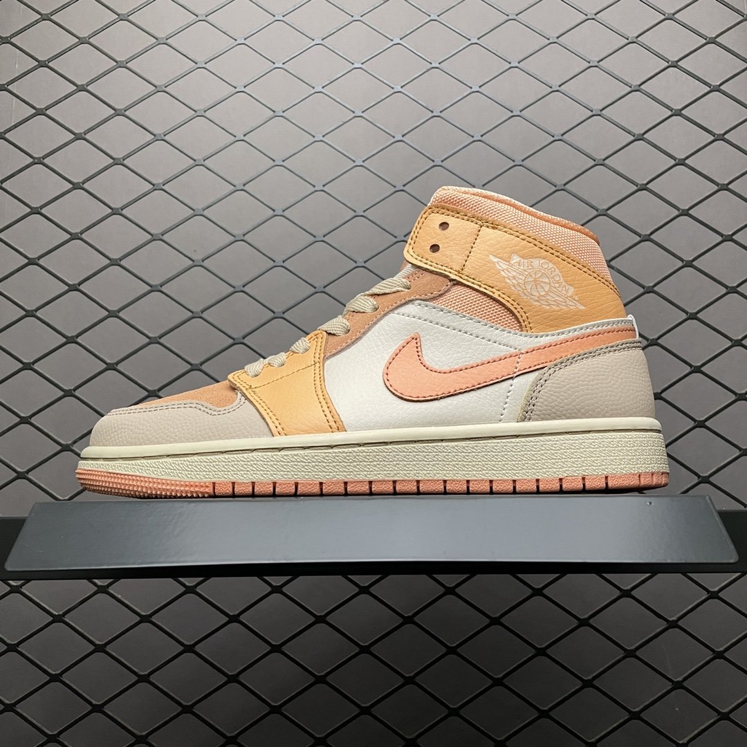 Replica Air Jordan Shoe Air Jordan 1 Mid Apricot Orange DH4270-800 36-40