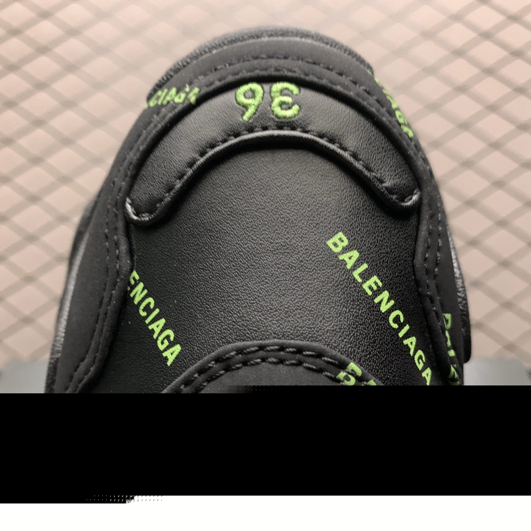 Replica Balenciaga Shoe Balenciaga Triple S Black Green Logo Size 35-45