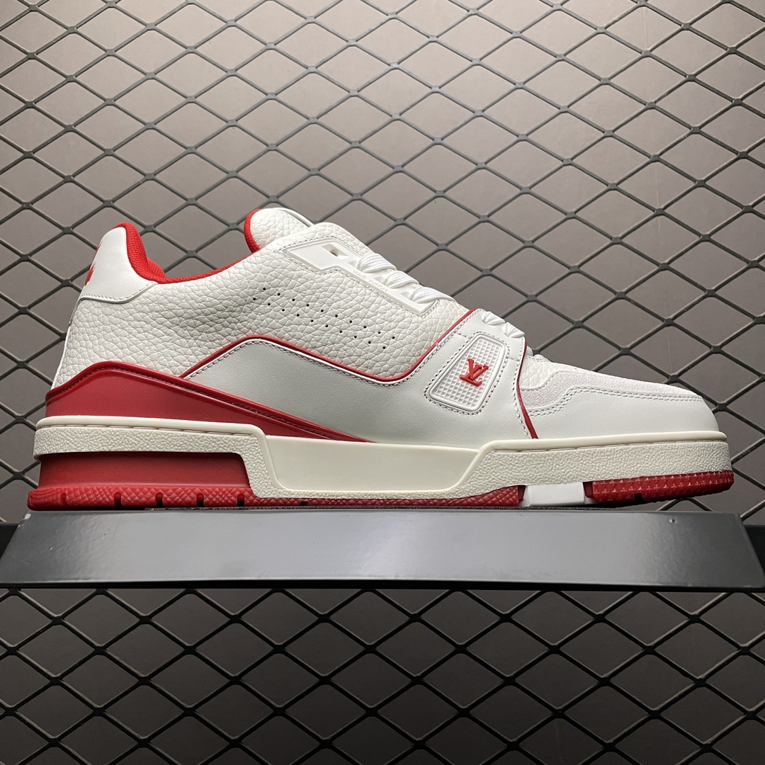 Replica Louis Vuitton Shoe Louis Vuitton LV Trainer Size 38-45 WhiteRed