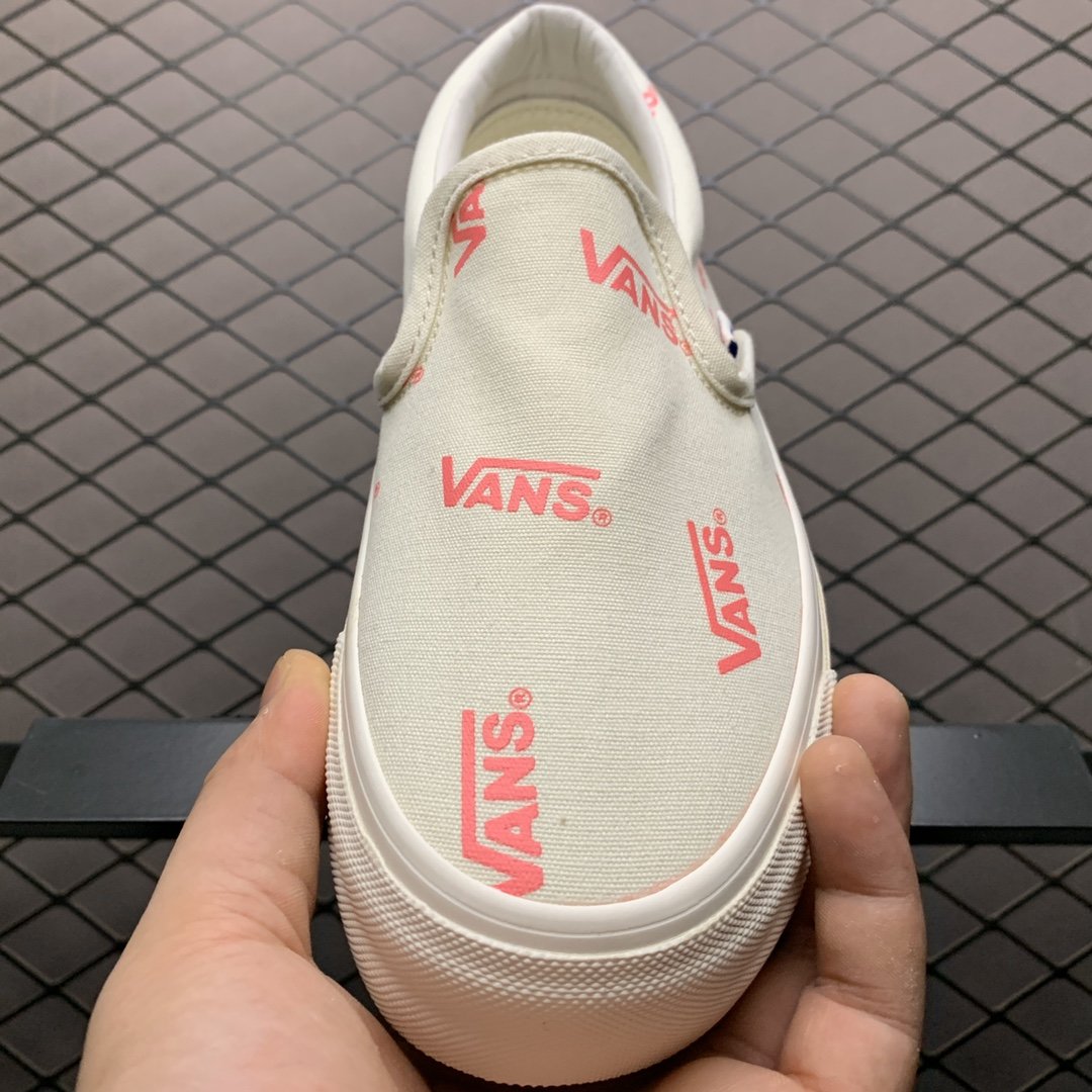 Replica Vans Shoe Vans Slip-On White Pink Logo Size 35-44