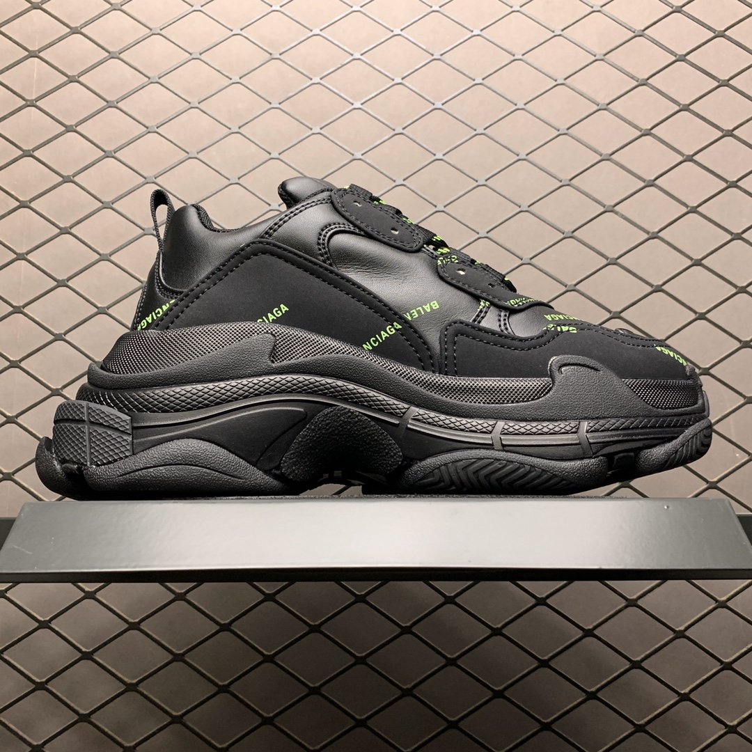 Replica Balenciaga Shoe Balenciaga Triple S Black Green Logo Size 35-45
