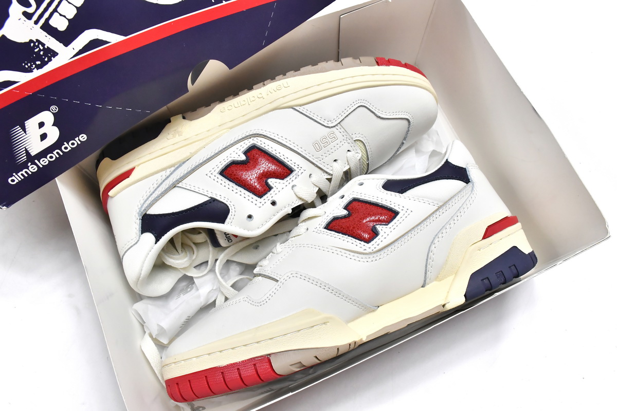 Replica New Balance Shoe BB550A3 Aim Leon Dore x New Balance 550 White Red Navy