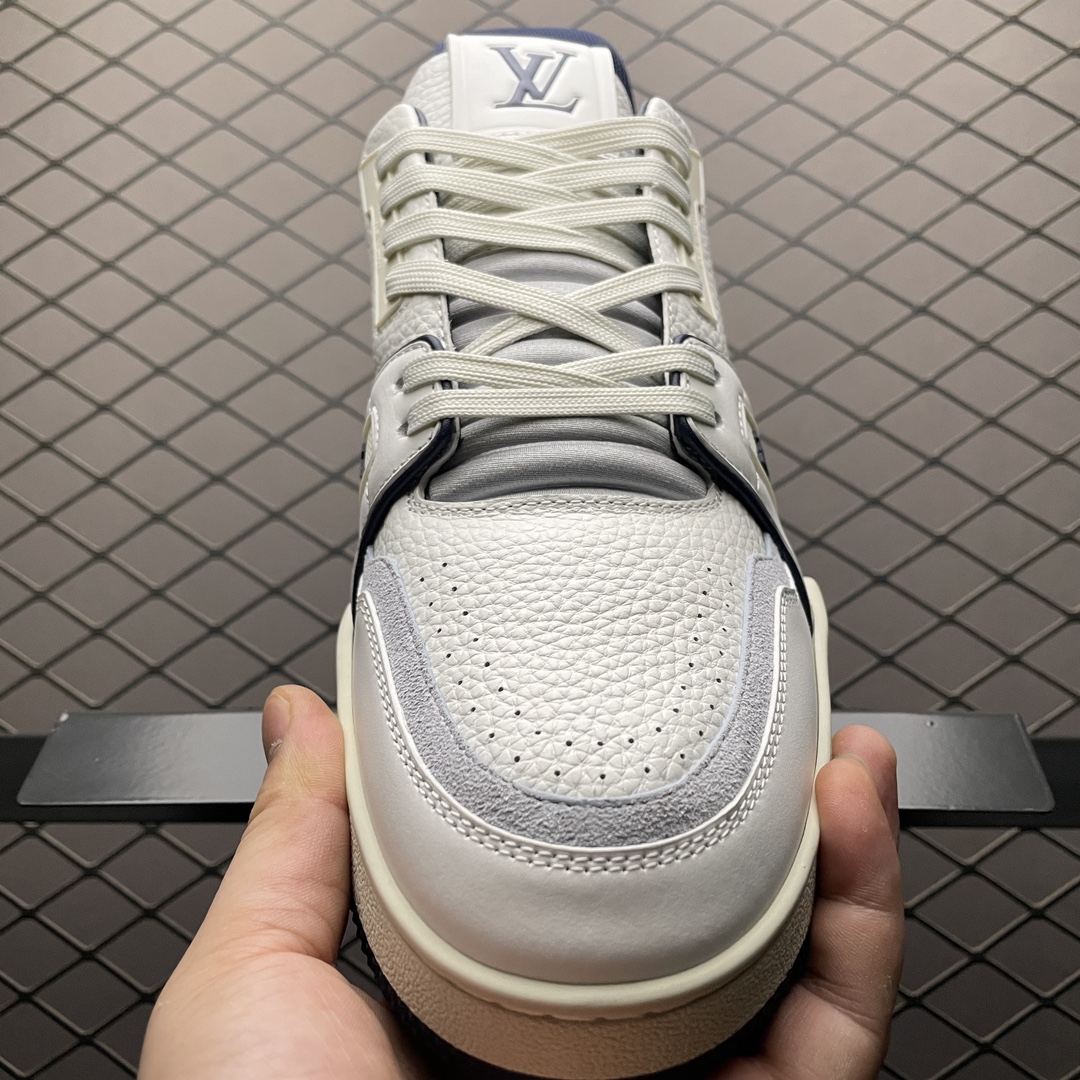 Replica Louis Vuitton Shoe Louis Vuitton LV Trainer Size 35-45 White Navy Blue