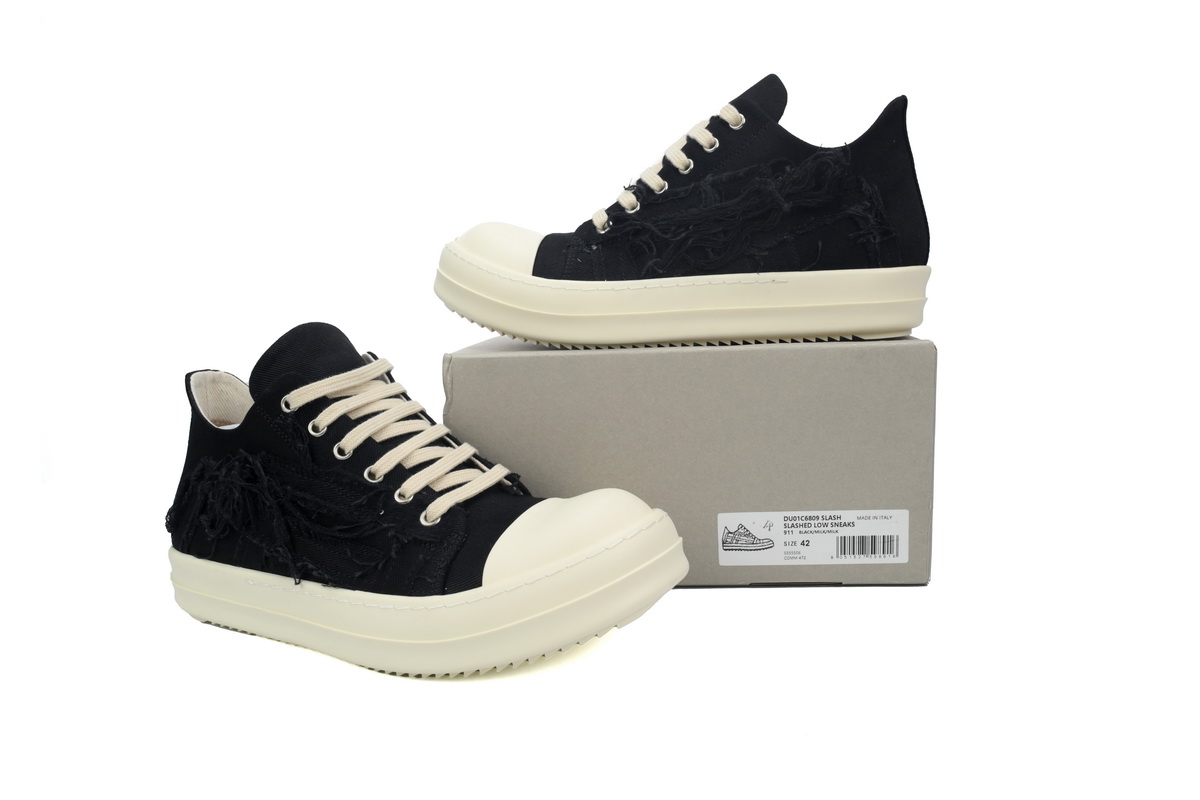 Replica Rick Owens Shoe Rick Owens EDFU DRKSHDW Slashed Low ‘Black Milk’