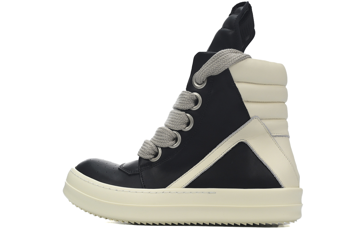 Replica Rick Owens Shoe Rick Owens GeoBasket Oversized Eylet Black White