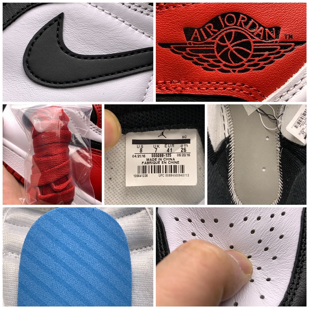 Replica Air Jordan Shoe Air Jordan 1 RetroBlack Toe AJ11 555088-125 40-46 Size M7-M12