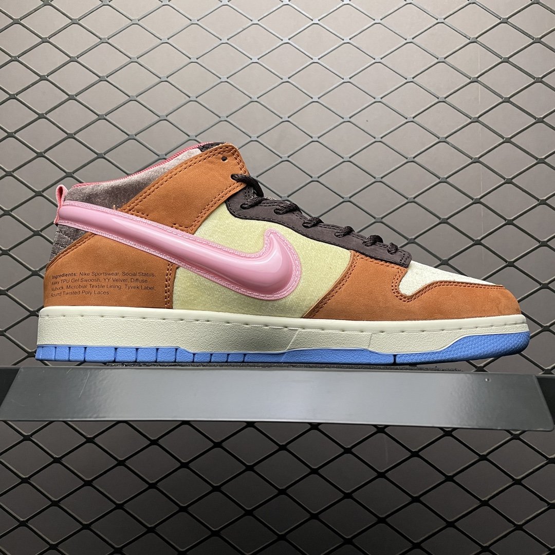 Replica Nike Dunk SB Shoe Social Status x Nike Dunk Mid Chocolate MilkDJ1173-700 SIZE 36-4