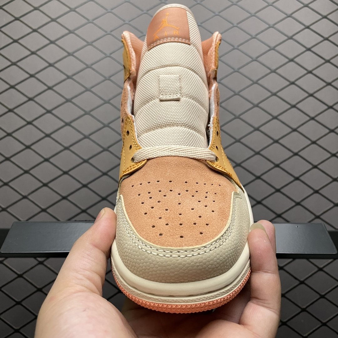 Replica Air Jordan Shoe Air Jordan 1 Mid Apricot Orange  DH4270-800 36-46