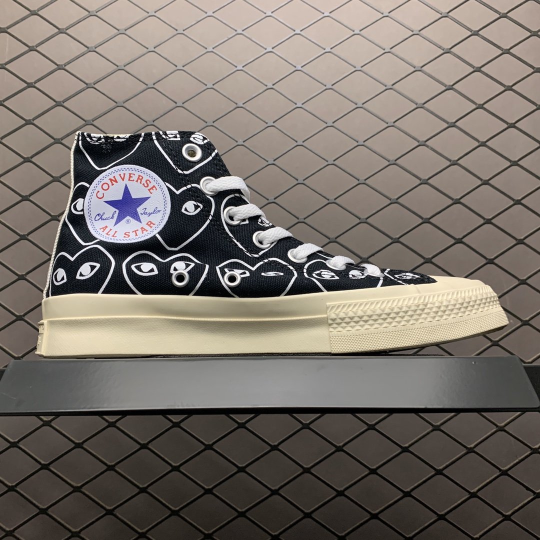 Replica Converse Shoe CDG x Converse CDG PLAY HIGH BLACK 35-44