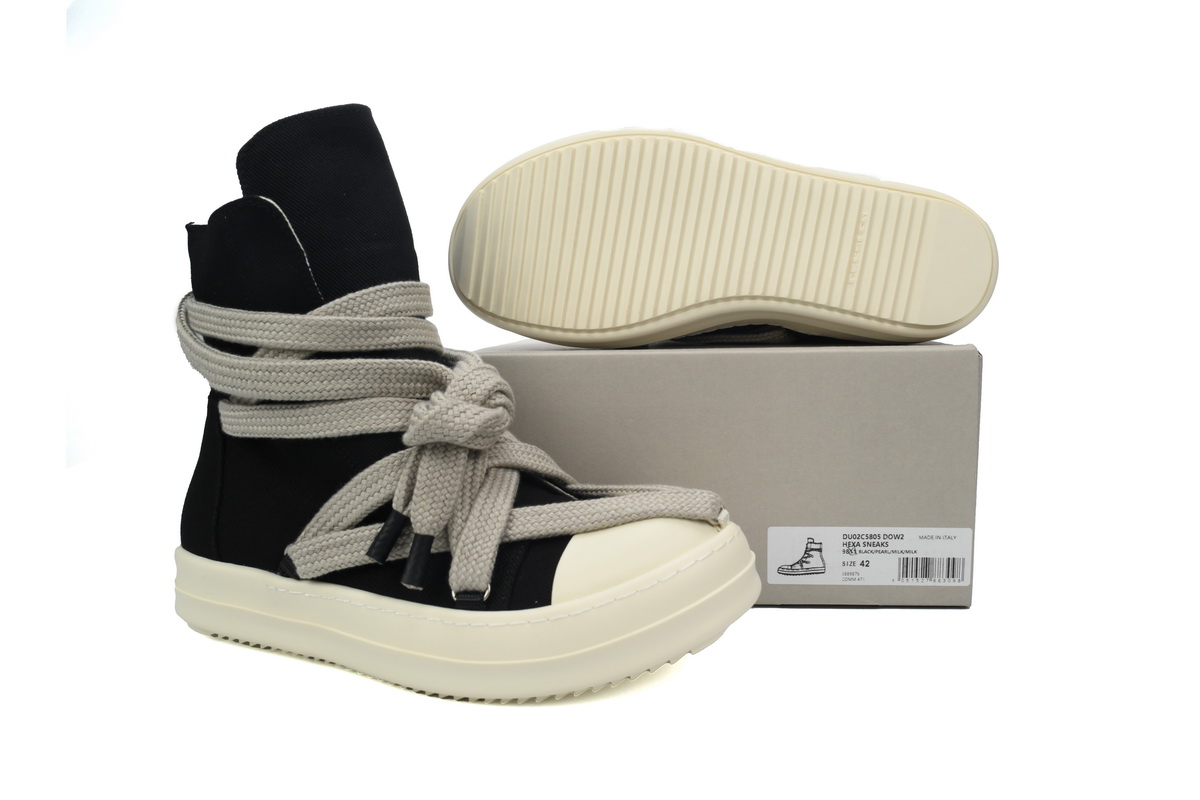 Replica Rick Owens Shoe Rick Owens DRKSHDW Luxor Hexa High ‘Black Milk’
