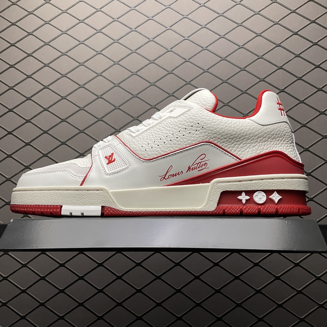 Replica Louis Vuitton Shoe Louis Vuitton LV Trainer Size 38-45 WhiteRed