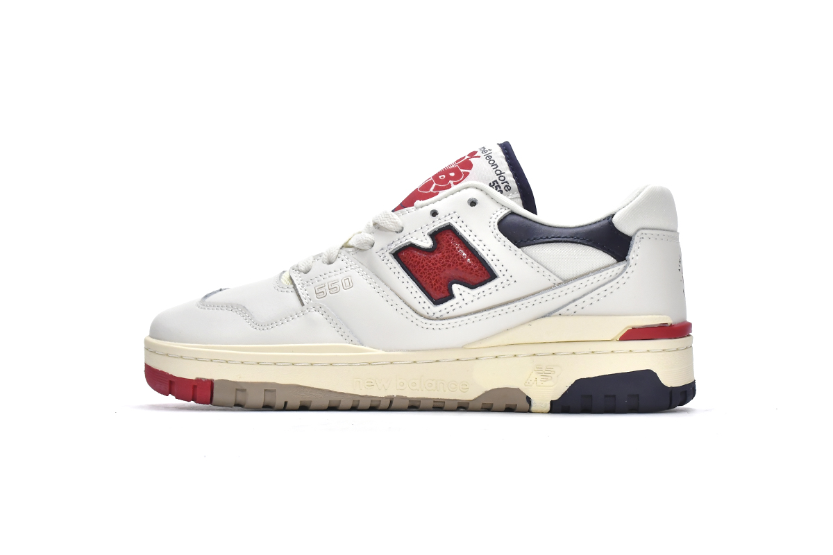 Replica New Balance Shoe BB550A3 Aim Leon Dore x New Balance 550 White Red Navy