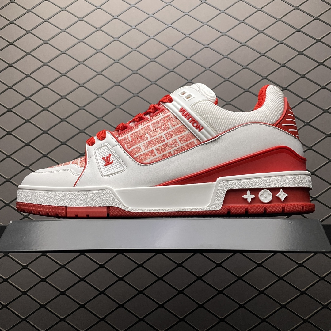 Replica Louis Vuitton Shoe Louis Vuitton LV Trainer Size 38-45 White Red