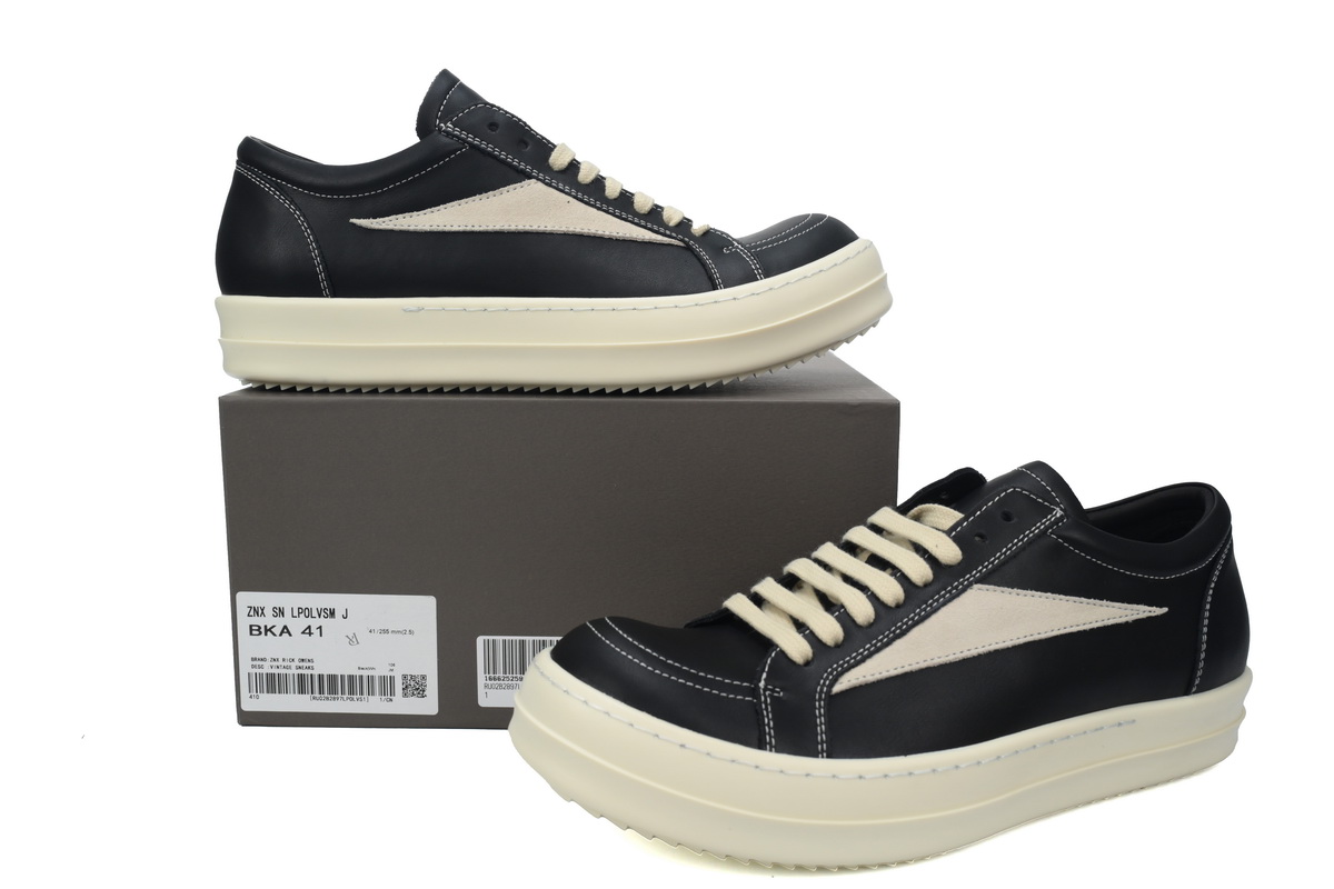 Replica Rick Owens Shoe  Rick Owens Strobe Vintage Low ‘Black Milk’