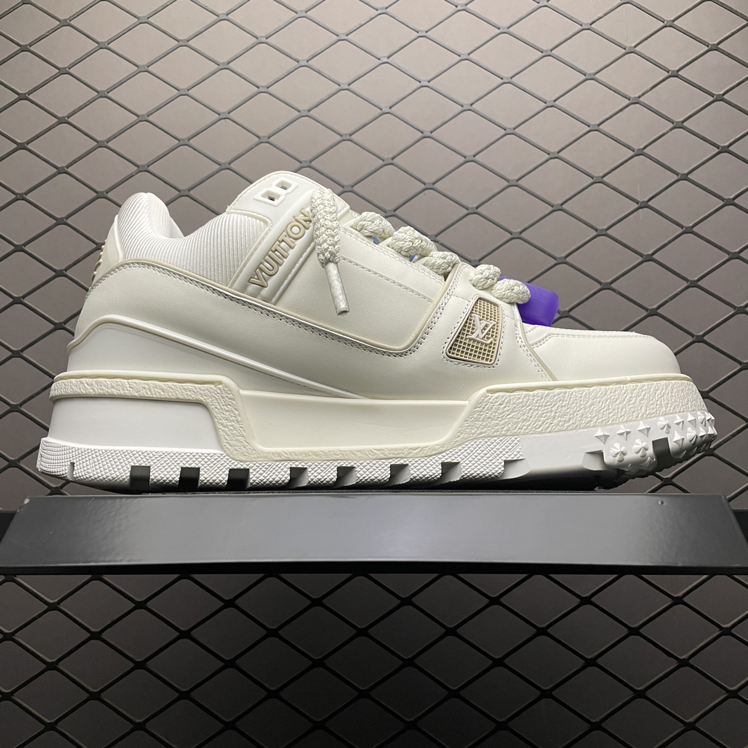 Replica Louis Vuitton Shoe Louis Vuitton LV Trainer Maxi 4-5cm SIZE 35-45 Beige