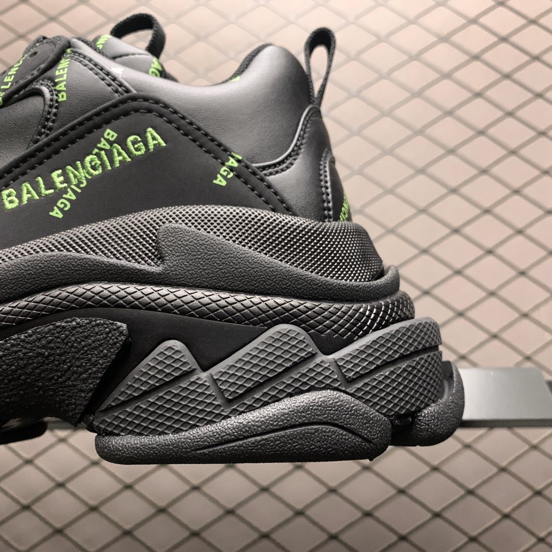 Replica Balenciaga Shoe Balenciaga Triple S Black Green Logo Size 35-45