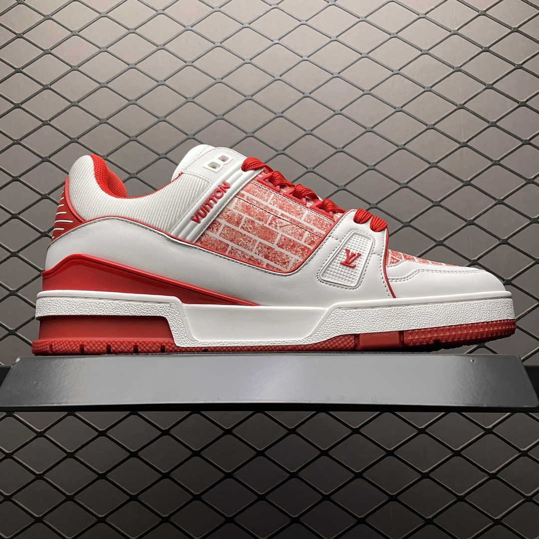 Replica Louis Vuitton Shoe Louis Vuitton LV Trainer Size 38-45 White Red