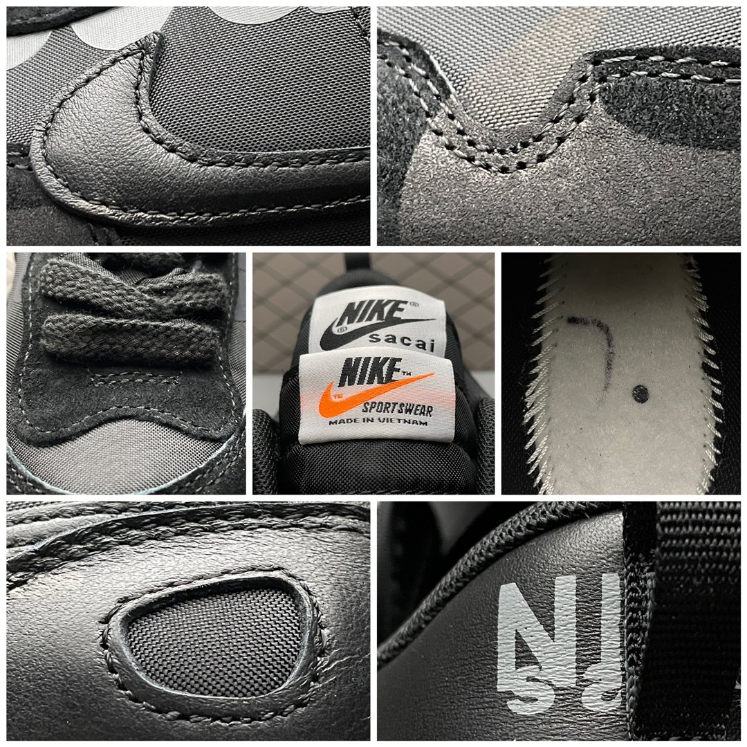Replica Nike Shoe Sacai x Nike Vaporwaffle Nylon Black 3.0 DD1875-00136-46