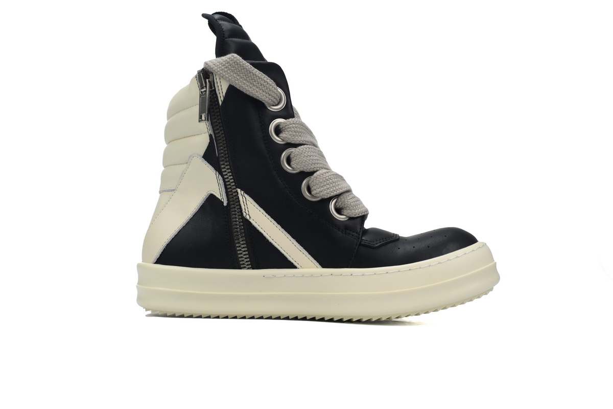 Replica Rick Owens Shoe Rick Owens GeoBasket Oversized Eylet Black White