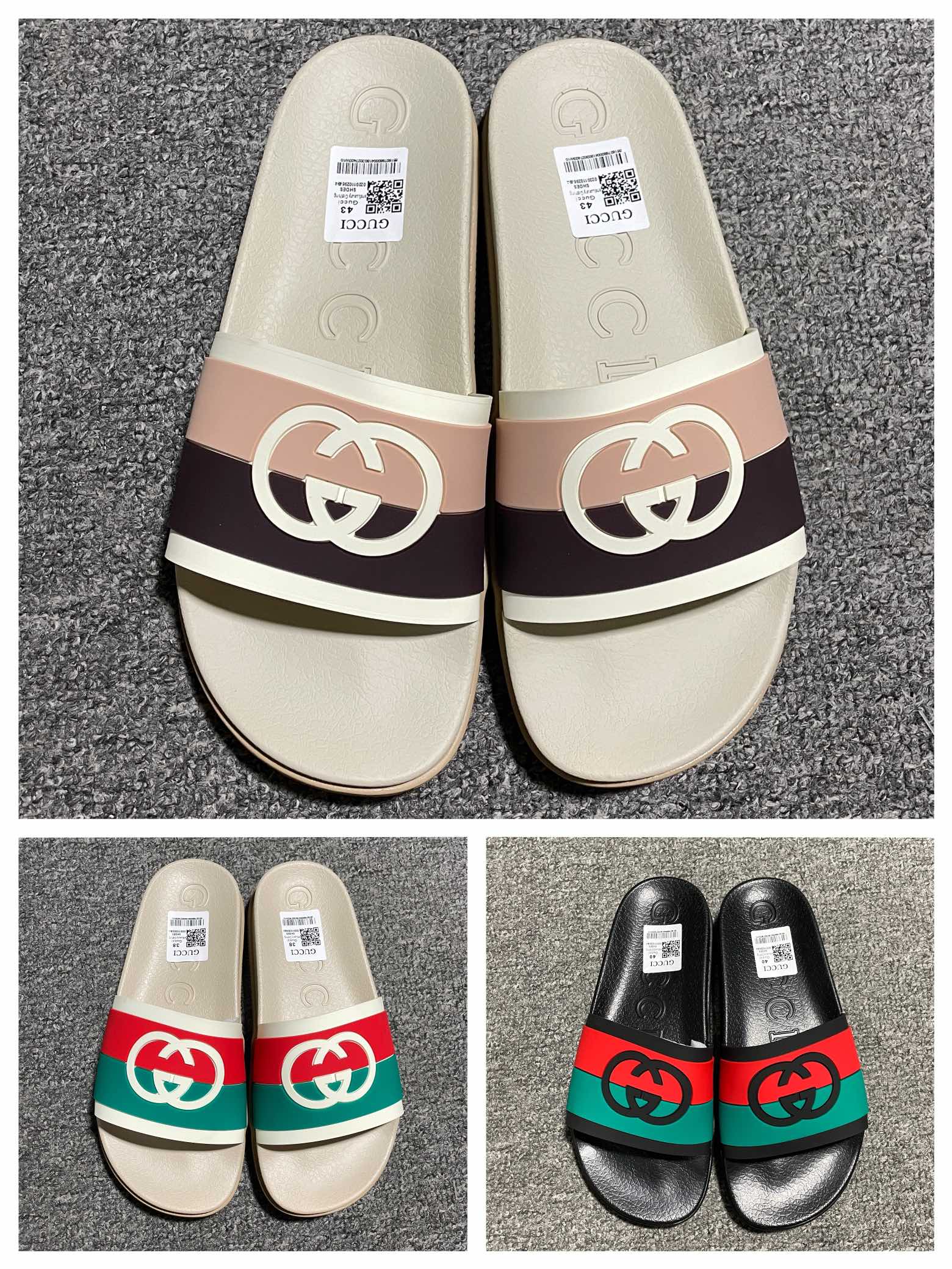 Replica GUCCI Shoe Gucci Slippers Black Red Blue Size 35-45