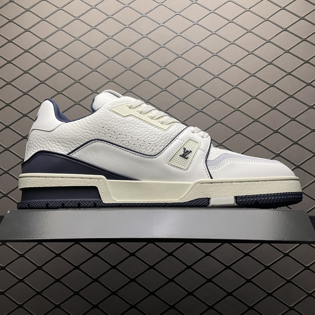 Replica Louis Vuitton Shoe Louis Vuitton LV Trainer Size 35-45 White Navy Blue