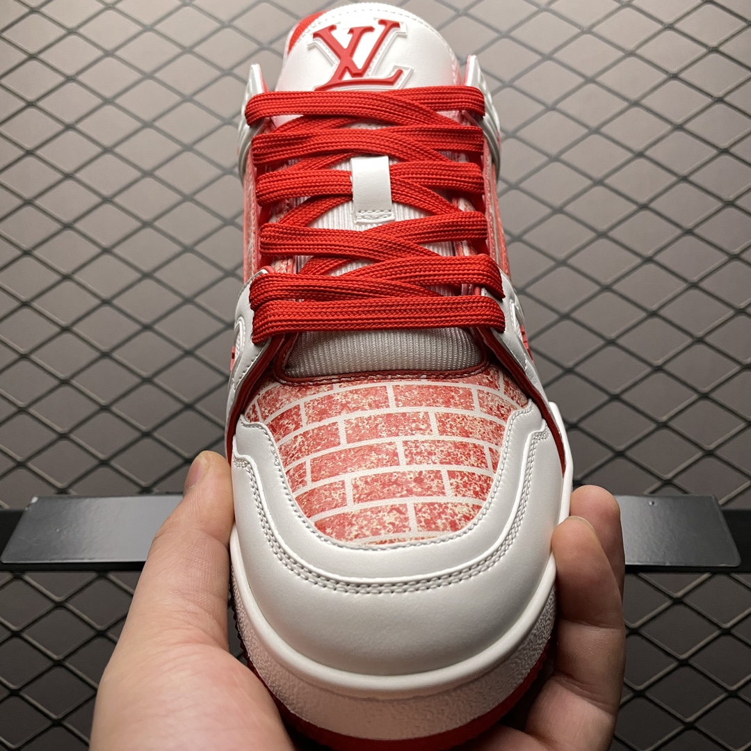 Replica Louis Vuitton Shoe Louis Vuitton LV Trainer Size 38-45 White Red