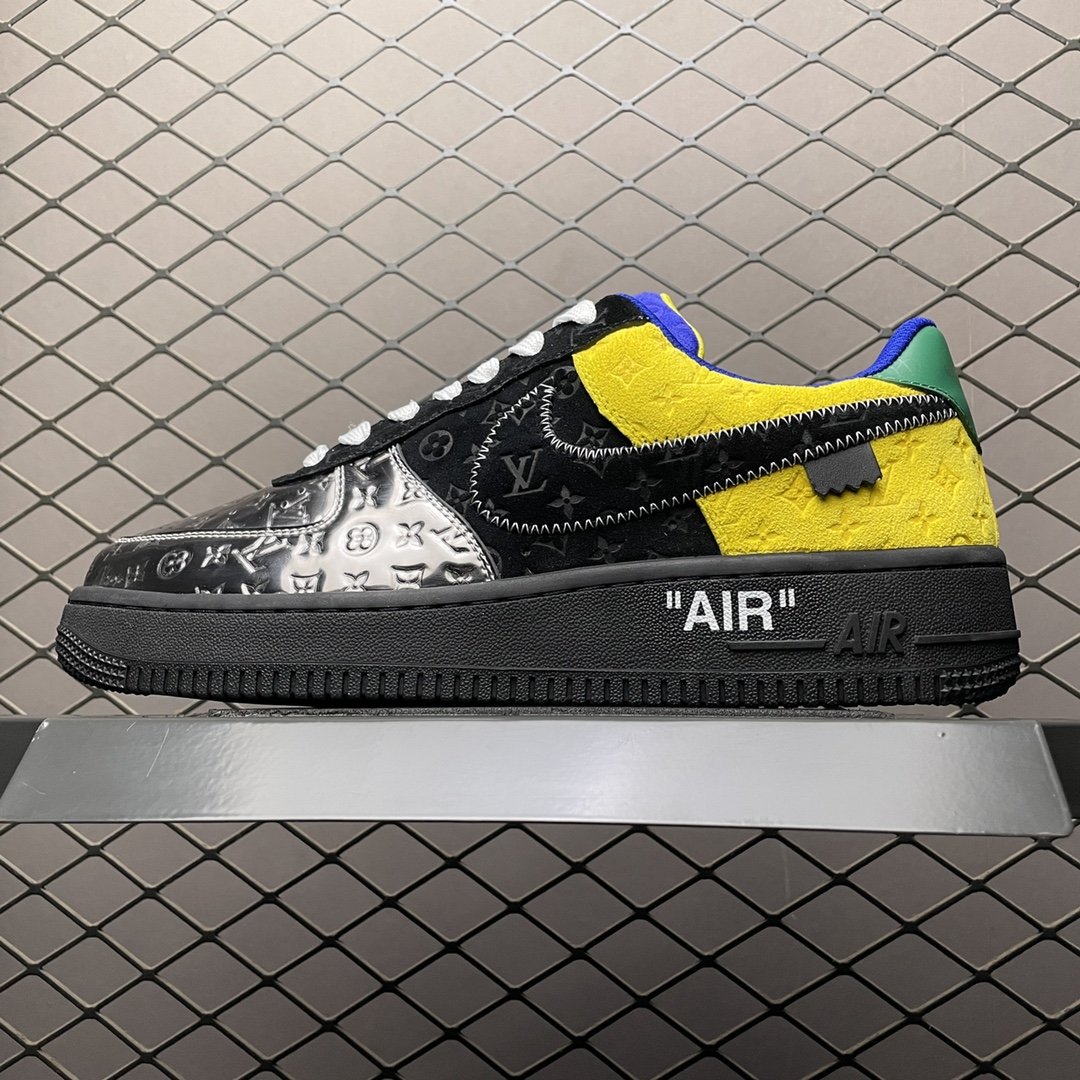 Replica Louis Vuitton Shoe Louis Vuitton x Nike Air Force Black Yellow Size 38-45 65P