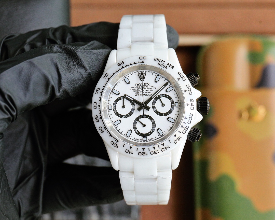Replica Rolex Daytona Ceramic Case Watch Strap Quartz Movement Watch 40mm