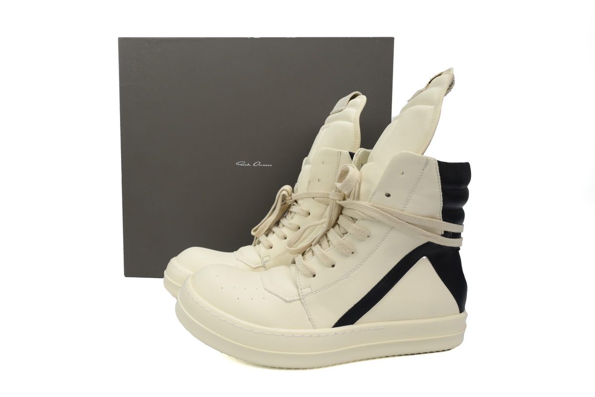 Replica Rick Owens Shoe Rick Owens Luxor Geobasket High ‘Milk Black’