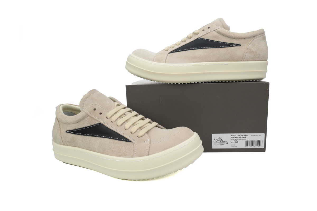 Replica Rick Owens Shoe 1911 Rick Owens Wmns Luxor Vintage Low ‘Milk Black’