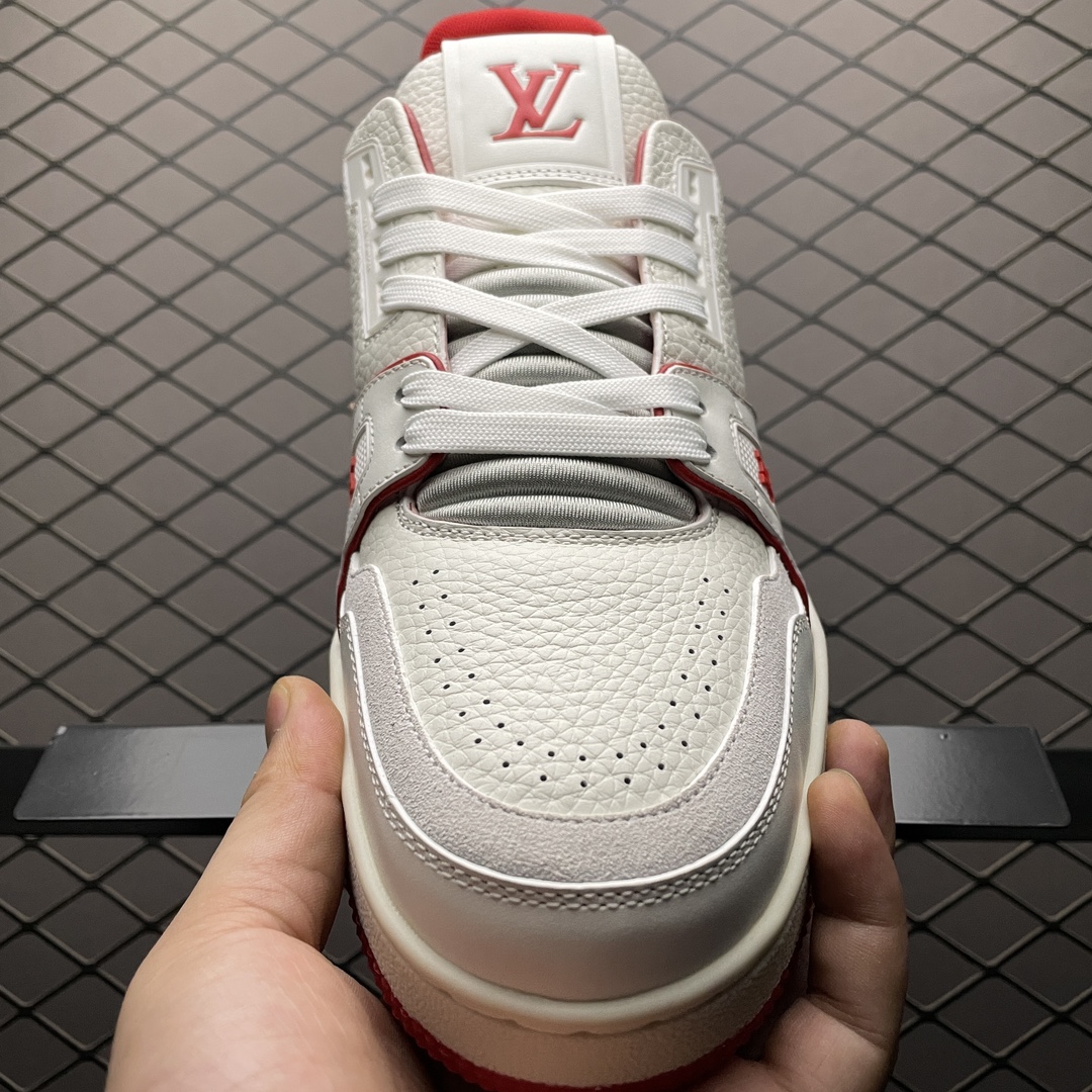 Replica Louis Vuitton Shoe Louis Vuitton LV Trainer Size 38-45 WhiteRed
