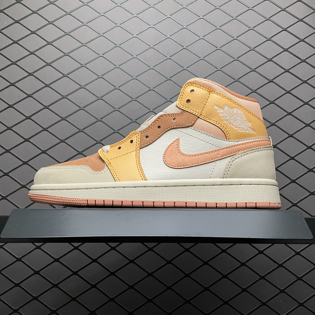 Replica Air Jordan Shoe Air Jordan 1 Mid Apricot Orange  DH4270-800 36-46