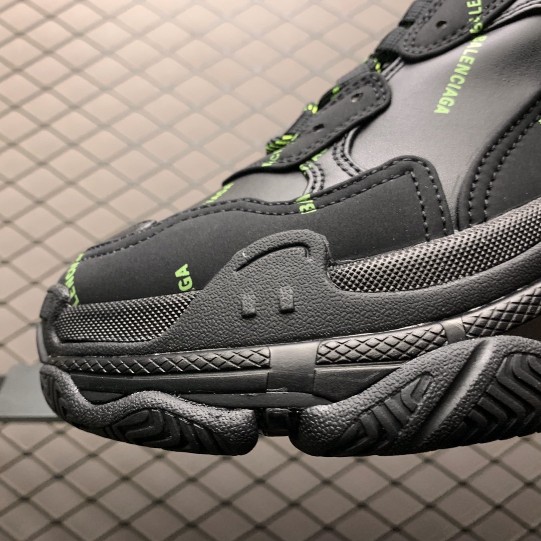 Replica Balenciaga Shoe Balenciaga Triple S Black Green Logo Size 35-45