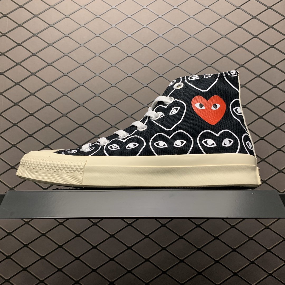 Replica Converse Shoe CDG x Converse CDG PLAY HIGH BLACK 35-44