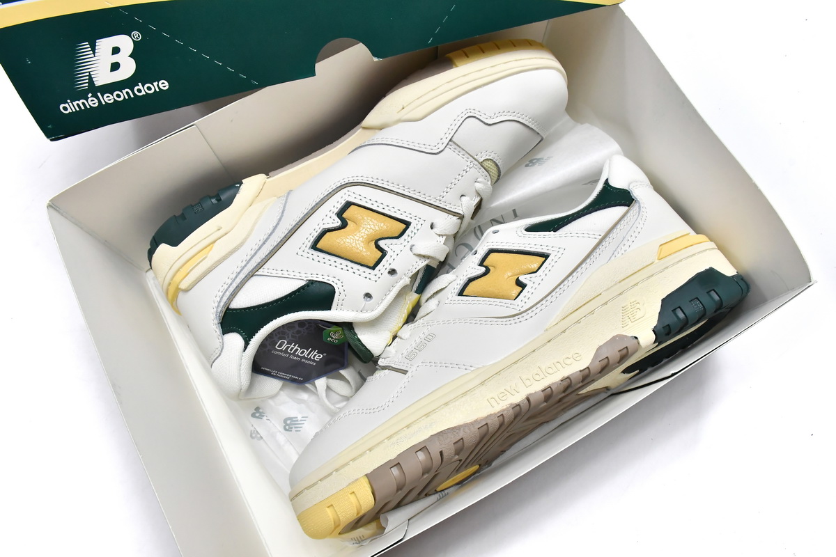Replica New Balance Shoe BB550A2 Aim Leon Dore x New Balance 550 Green Yellow