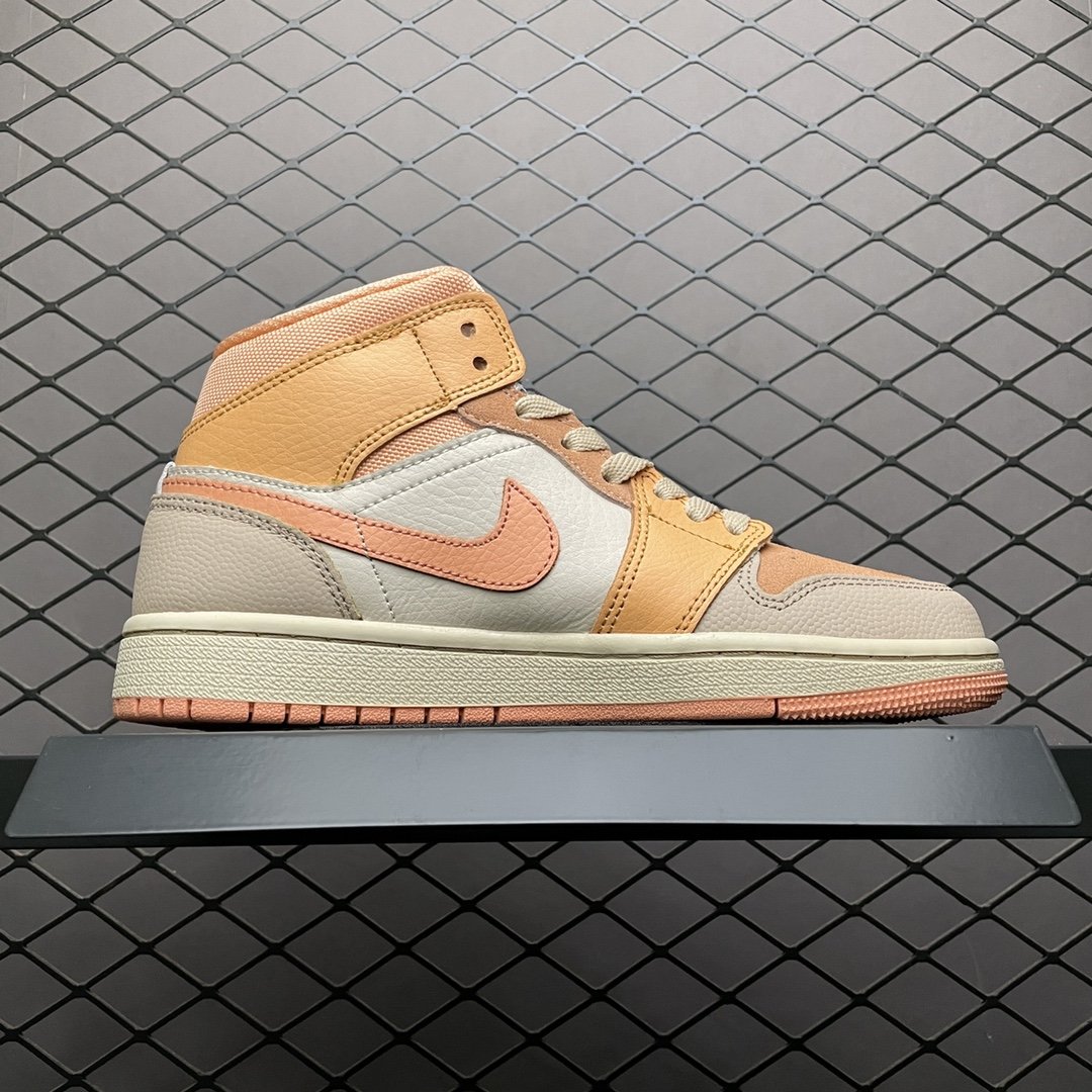 Replica Air Jordan Shoe Air Jordan 1 Mid Apricot Orange DH4270-800 36-40