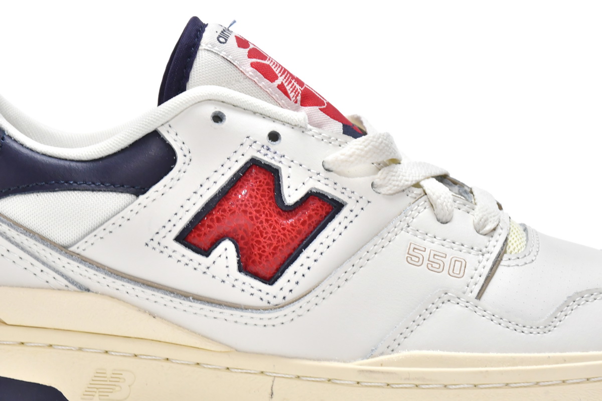 Replica New Balance Shoe BB550A3 Aim Leon Dore x New Balance 550 White Red Navy