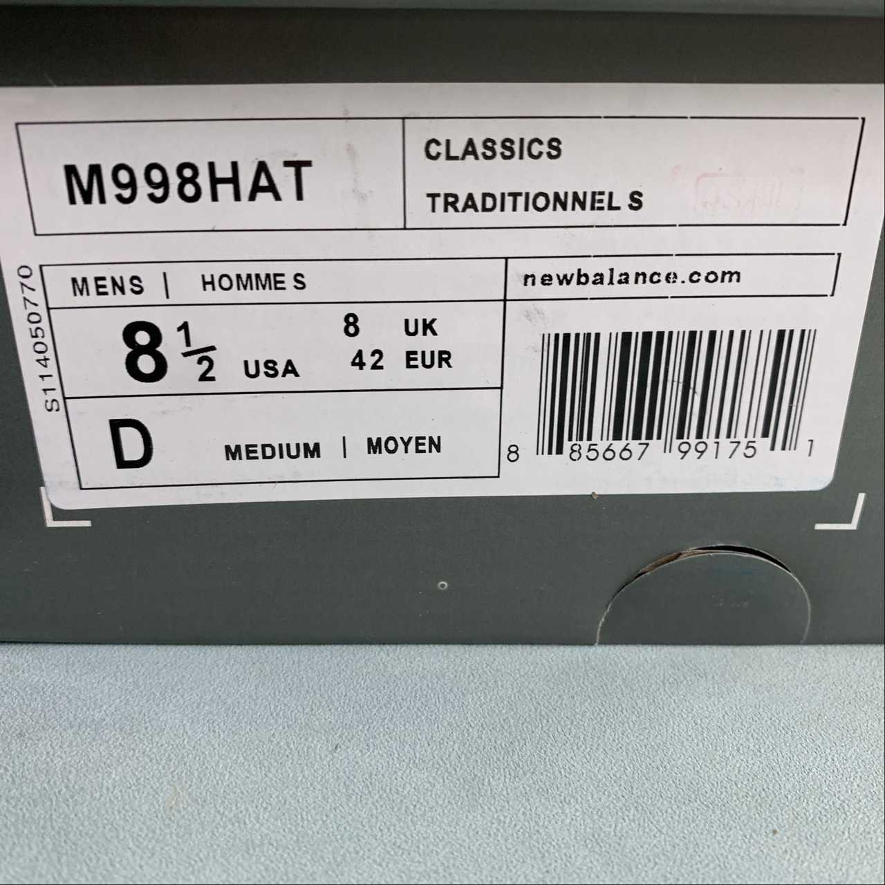 Replica New Balance Shoe New Balance NB998 M998HAT   39.5 40 40.5 41.5 42 42.5 43 44
