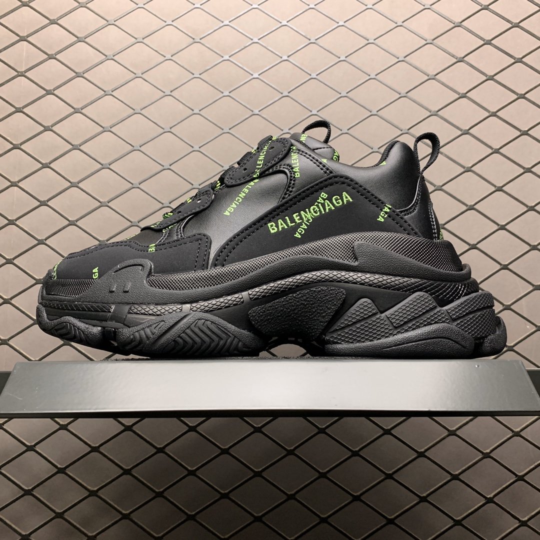 Replica Balenciaga Shoe Balenciaga Triple S Black Green Logo Size 35-45