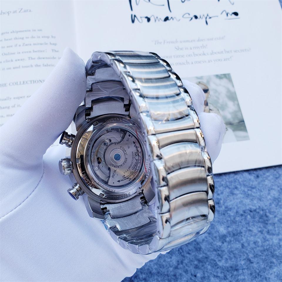 Replica BVLGARI 904l Stainless Steel Automatic Machine Watch 45MM