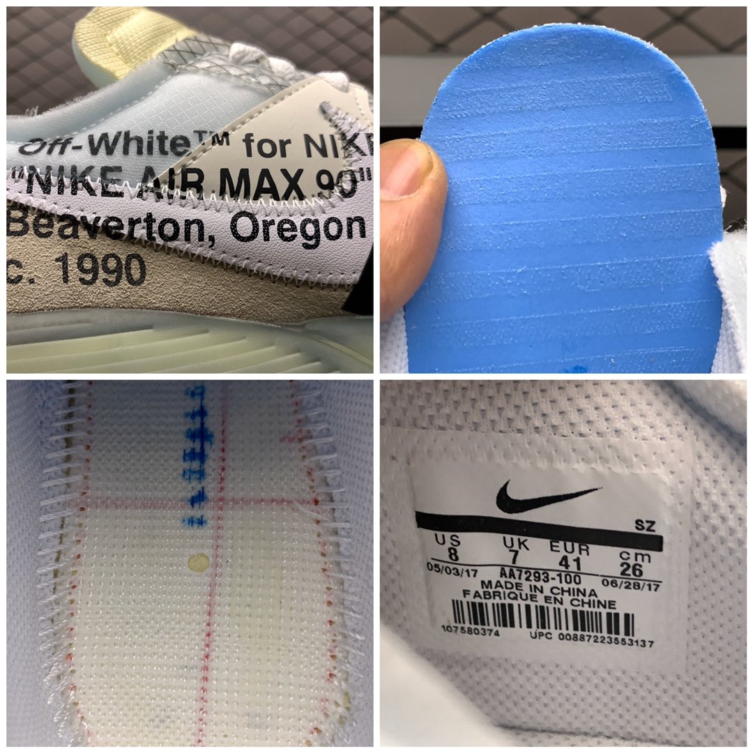 Replica OFF White Shoe OFF-White x Nike Air Max 90 OW AA7293-100 Size 36-46