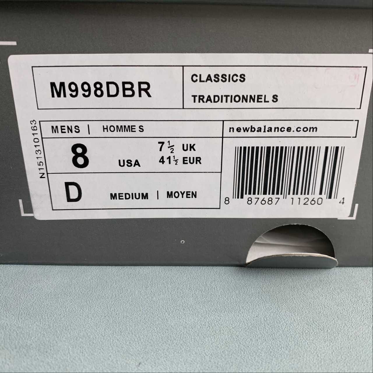 Replica New Balance Shoe New Balance NB998 M998DBR   39.5 40 40.5 41.5 42 42.5 43 44