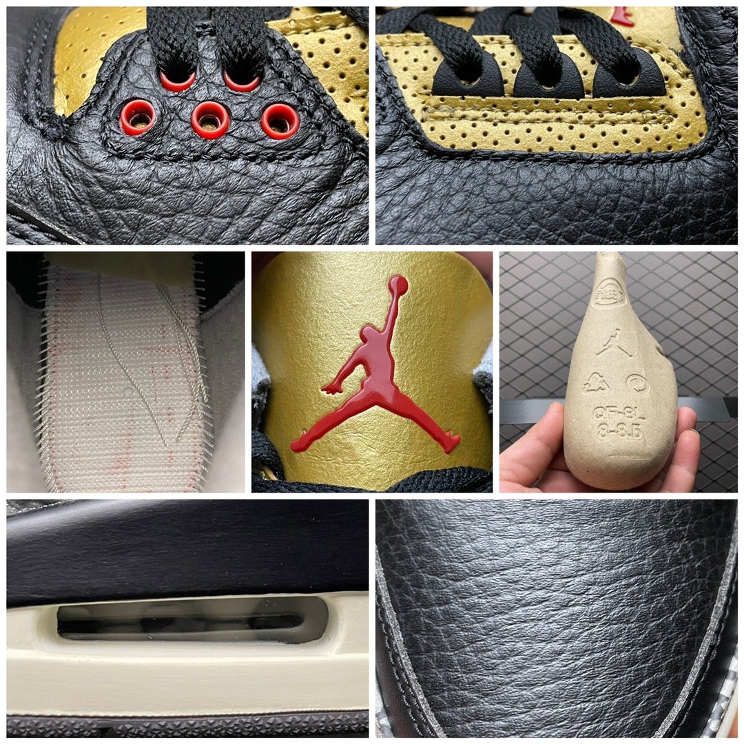 Replica Air Jordan Shoe Air Jordan 3Black Gold CK9246-067  Size 40.5-47.5